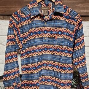 Ariat Blue and Orange Geometric Shirt